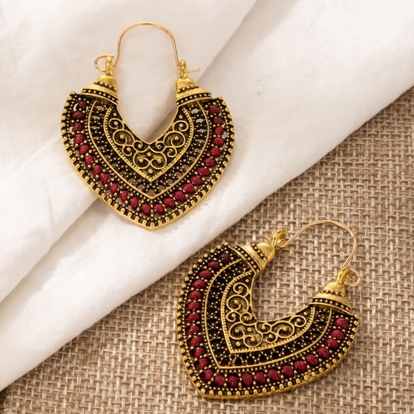 free people Jewelry - Braided Detail Gold Plated  Hoop Earrings